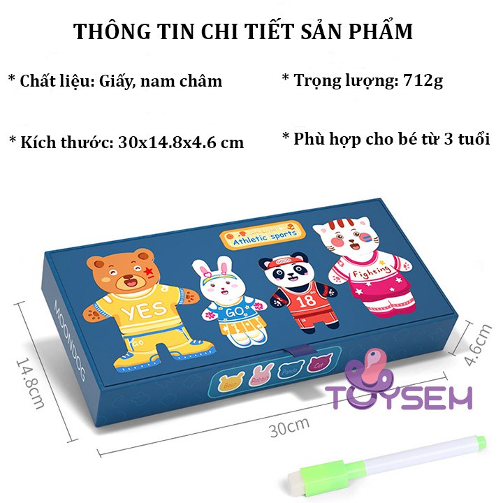 Đồ chơi trẻ em hộp ghép tranh nam châm gỗ toysem bộ xếp hình kèm bảng vẽ cho bé tập học - Quà tặng sinh nhật cho bé