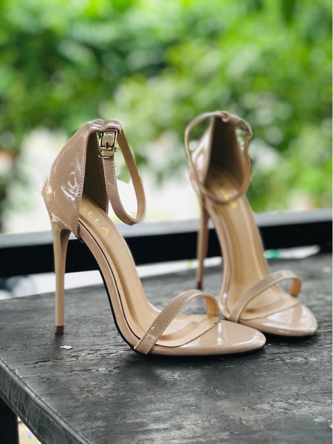 Giày sandal dây mảnh màu nude 11-12p