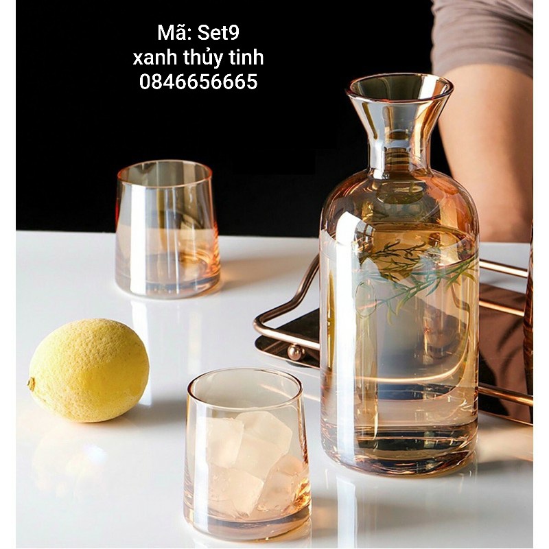 Set bình thuỷ tinh 1,2l + 2 cốc 250ml (3 màu)