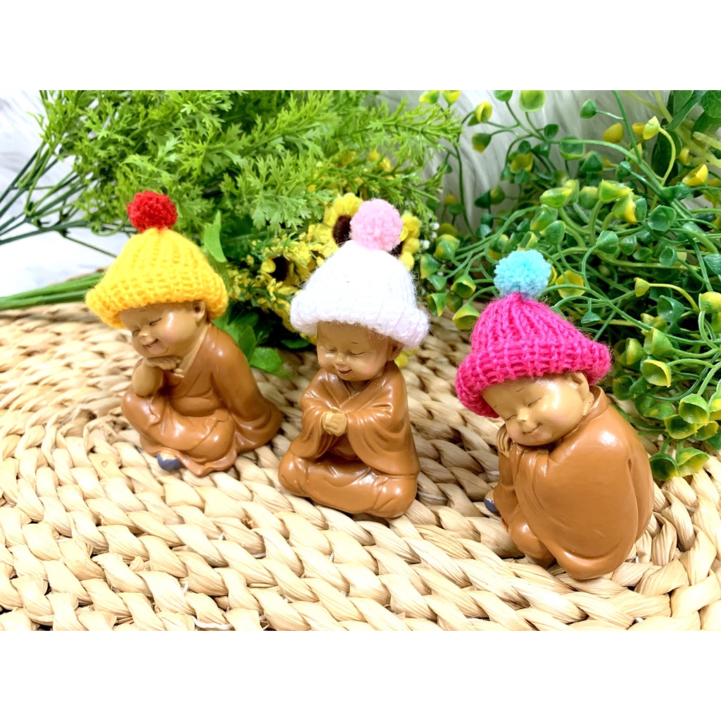Bộ 3 Chú Tiểu Ấn Độ Hoan Hỉ Tài Lộc Nón Len ( Hình Thật + Video Thật )