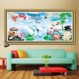 Tranh đính đá Vợ Chồng Thiên Nga DF347