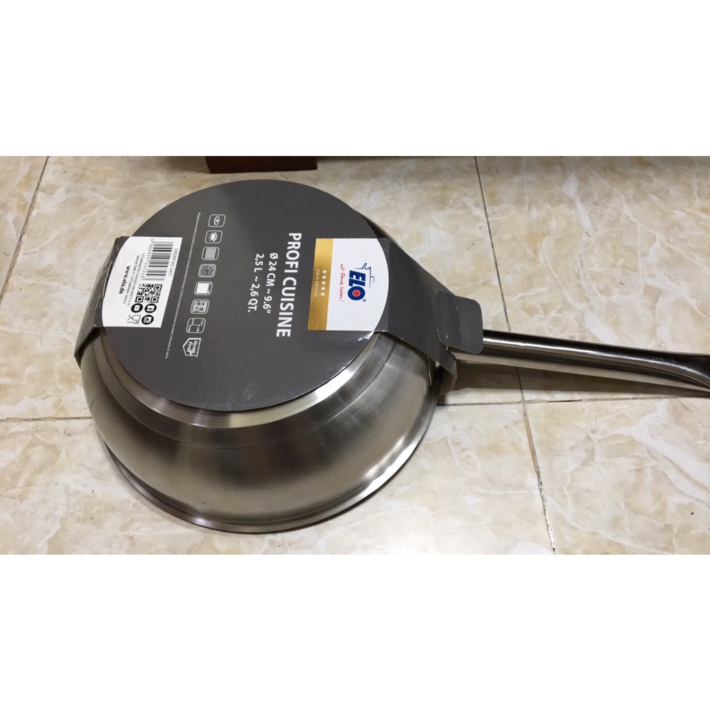 Chính Hãng - Chảo Sâu Lòng ELO Profi Cuisine Inox Cao Cấp 24 cm Chống Xước - Bảo Hành 4 Năm