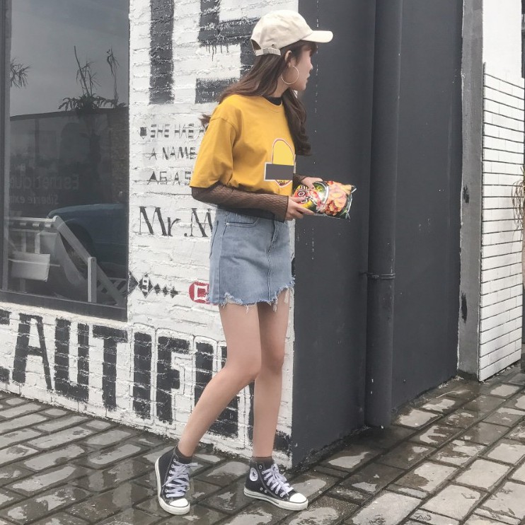 Chân váy jean nữ chữ a Emilyshop