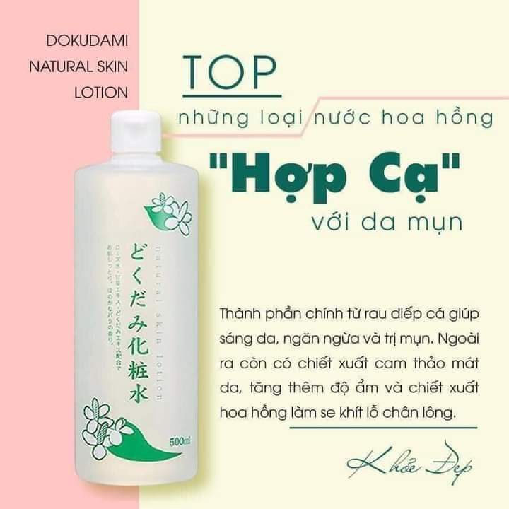 Nước hoa hồng lotion toner diếp cá, tía tô giảm mụn Dokudami Nhật Bản