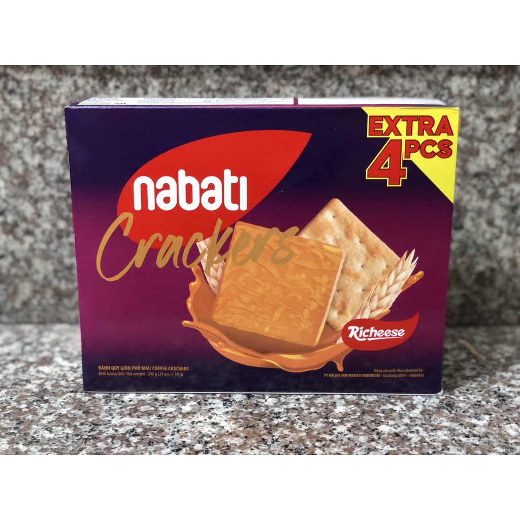 MỚI- Bánh Nabati Craker Quy Giòn Phô mai,Socola Hộp 10 cái x 24g