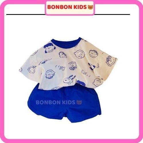 [Hàng cao cấp] Bộ Quần Áo Thun Cotton Cho Bé Trai Gái 2, 3, 4, 5 Tuổi Cộc Tay Họa Tiết Hoạt Hình, Áo Phông BONBON KIDS