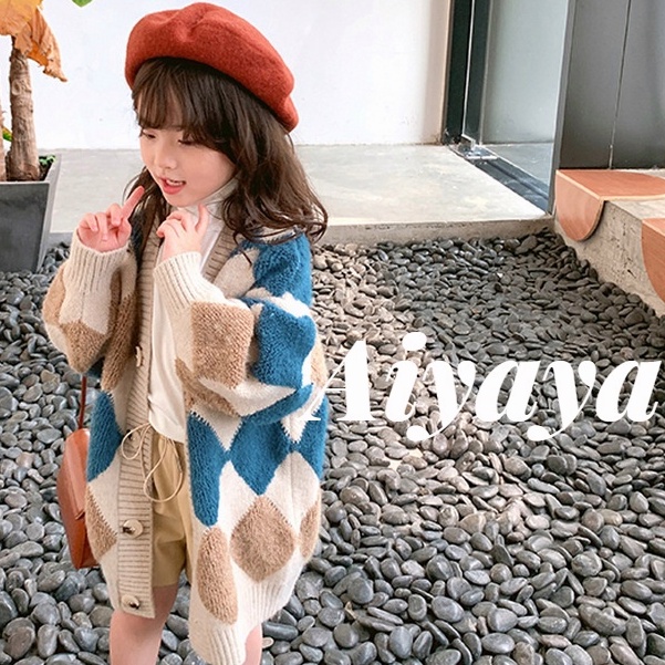 Aiyaya Dáng Dài Họa Tiết Kim Cương Xinh Xắn Cho Bé Gái