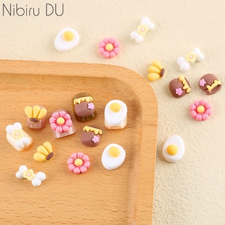 Bộ 30 Phụ Kiện Trang Trí Móng Tay Hình Phô Mai/ Quả Trứng/ Chuối 3D Bằng Nhựa Dễ Thương