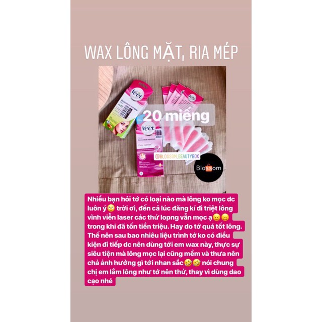 ☫℡❁ Wax VEET triệt lông mặt và tẩy ria mép bằng giấy hiệu quả