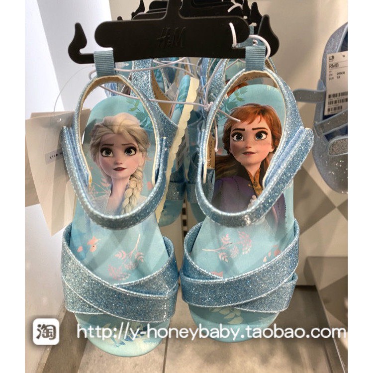 Sandal cho bé - Sandal Elsa màu xanh HM dư mẫu mới cho bé gái size từ 24-34