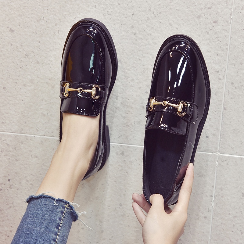 British Wind Small Leather Shoes Female 2021 New Spring Korean Version Of The Hundred Student Women's Shoes Flat Black P