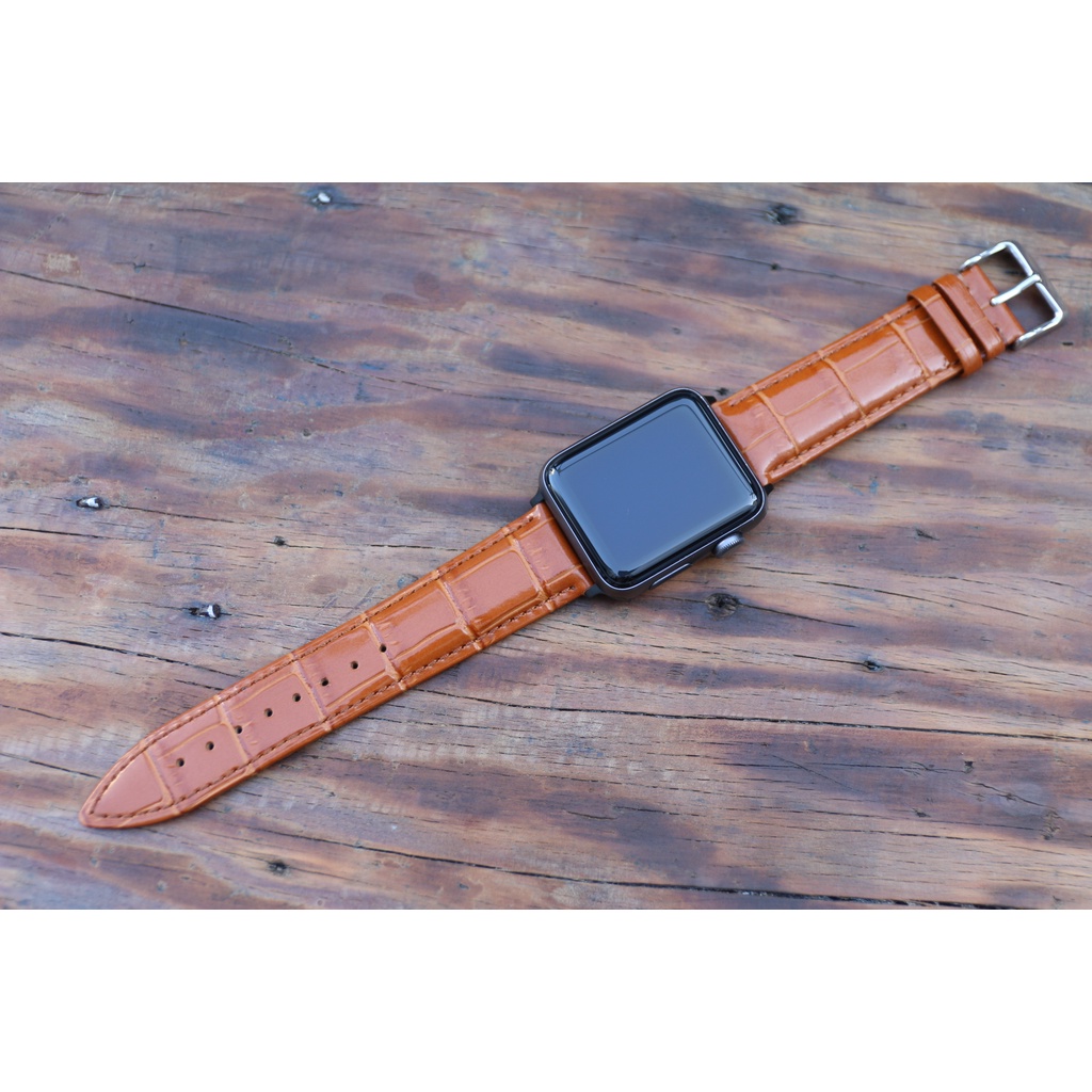 Dây da thay thế Apple Watch da bò vân cá sấu