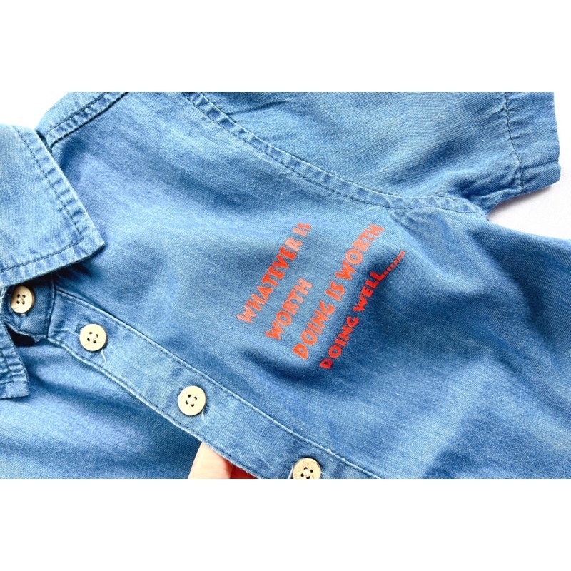 Áo sơ mi jean giấy tay lỡ xuất dư bé trai-MS96