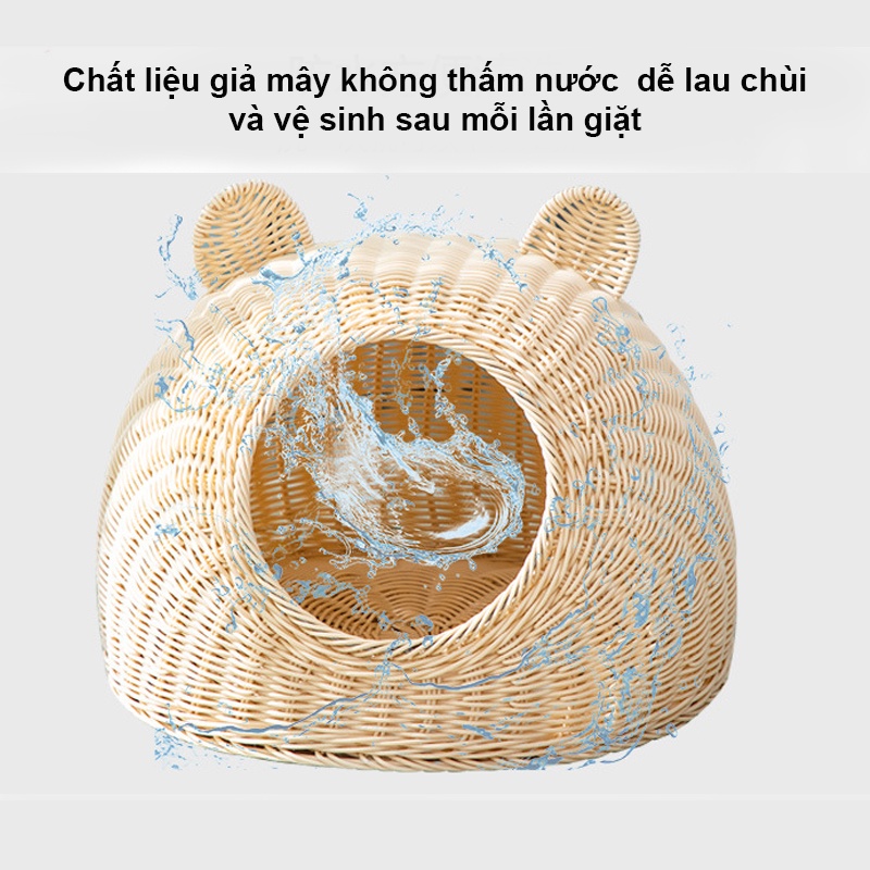 Nhà cho mèo  nằm mùa hè Hipipet tai thỏ đan mây thủ công chống thấm nước thoáng khí hàng cao cấp
