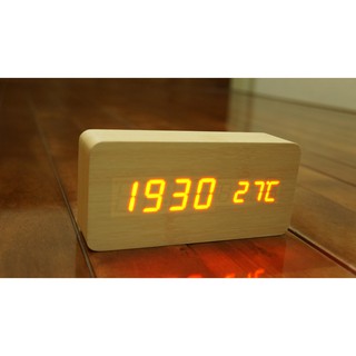 [GJ] Đồng hồ gỗ led để bàn