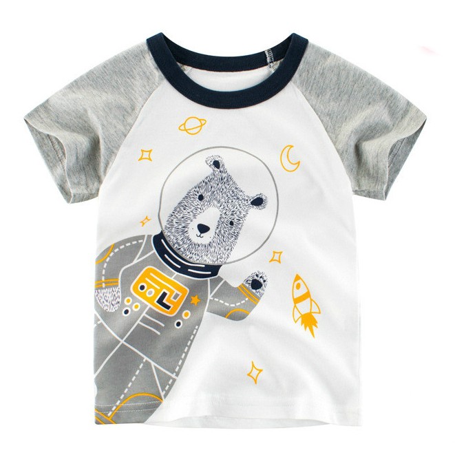 Áo Thun Tay Ngắn In Họa Tiết Hoạt Hình 3D Thời Trang Mùa Hè 2022 Dành Cho Bé Trai Gái 3 Màu