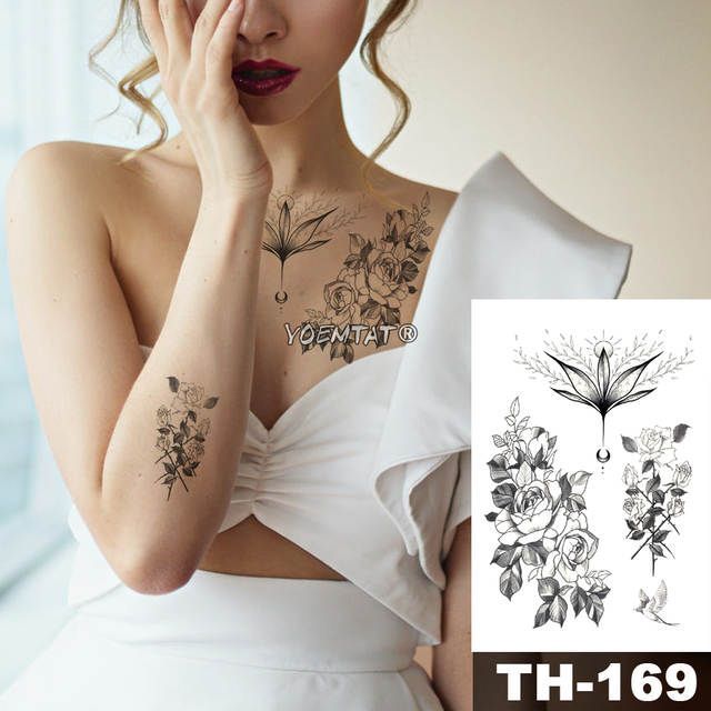 Hình xăm tatoo hoa nghệ thuật Th169, size &lt; 15x21cm