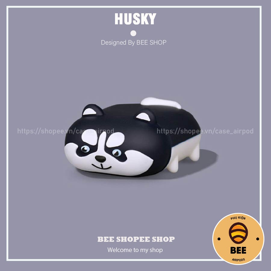 Case Airpods Vỏ Airpod 1 2 Pro Chó Husky Nằm Siêu Cute Chất Liệu Bằng Silicon Thế Hệ Mới - BEE SHOP