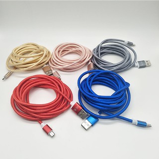 Cáp sạc 3m bọc dù dùng cho điện thoại Android, Type-C, IOS