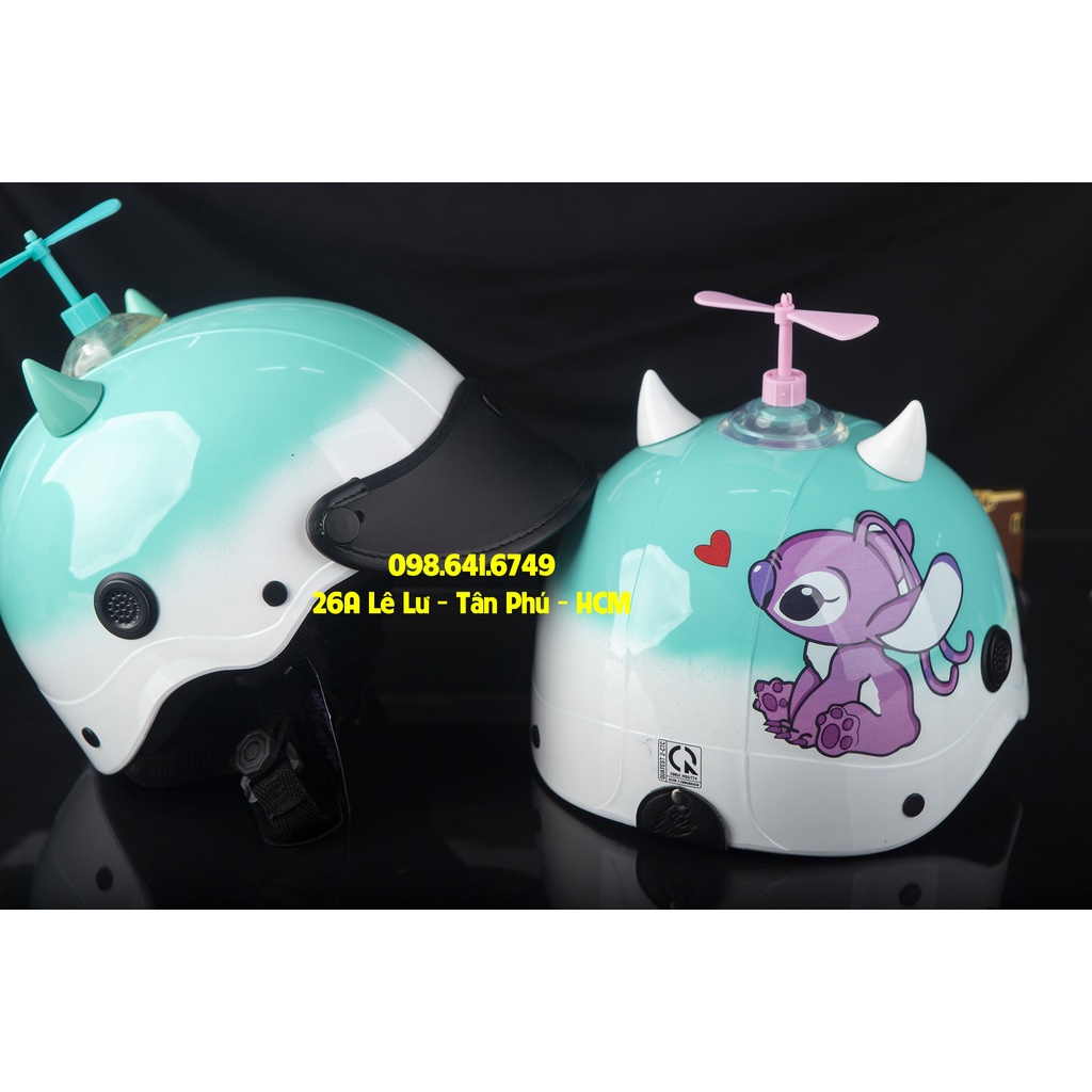 MŨ NÓN BẢO HIỂM NGƯỜI LỚN Cặp đôi Stich Hồng - Trắng Xanh