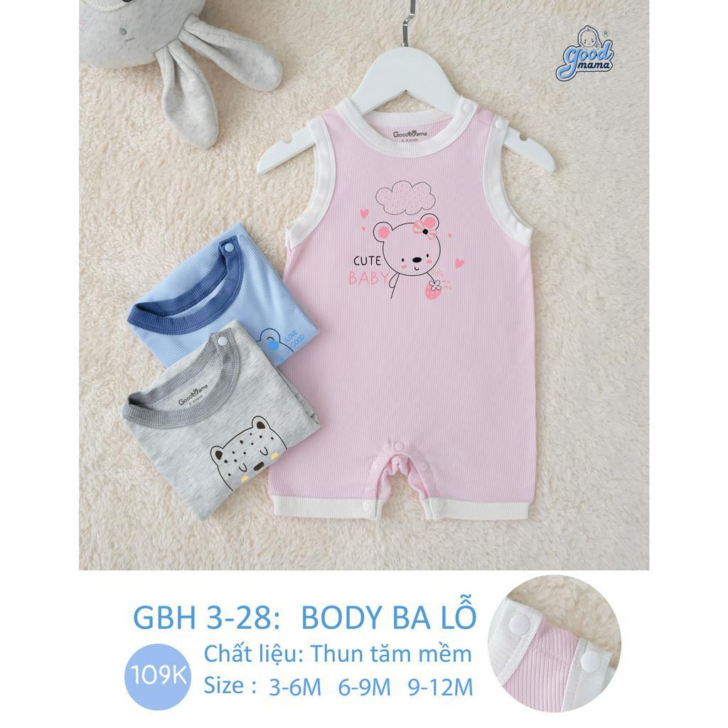 Bodysuits đùi ba lỗ cho bé yêu Goodmama GBH3-28 chất liệu thun tăm mềm