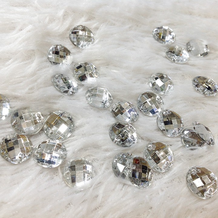 Hạt kết áo 3d tròn bạc nhiều giác lấp lánh đính áo siêu đẹp