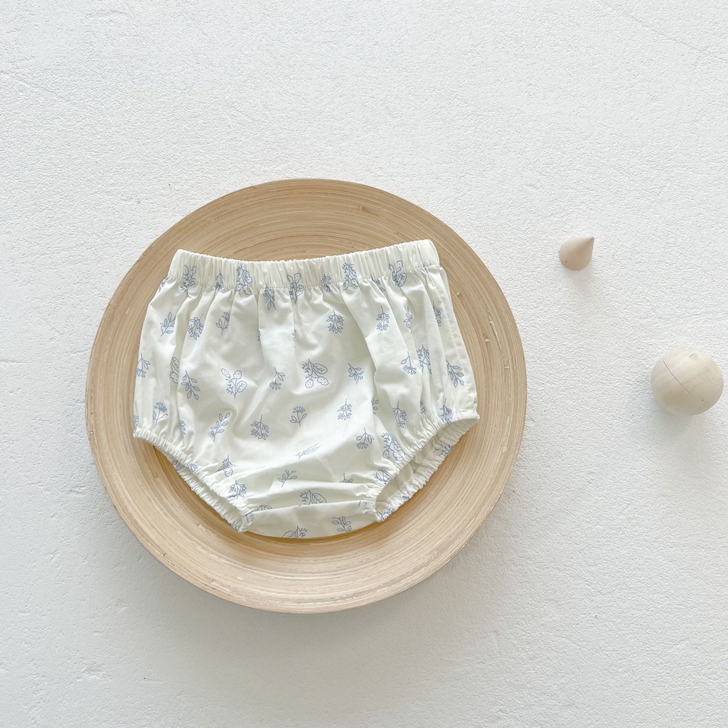 Bộ Áo Cotton Tay Ngắn Cổ Búp Bê Họa Tiết Hoa + Quần Bánh Mì Xinh Xắn Thời Trang Mùa Hè Cho Bé Gái