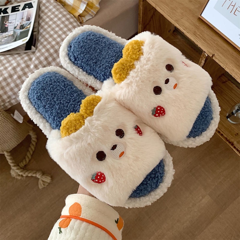 Dép cotton đi trong nhà chống trượt giữ ấm kiểu Hàn Quốc thời trang mùa thu cho nữ 2021