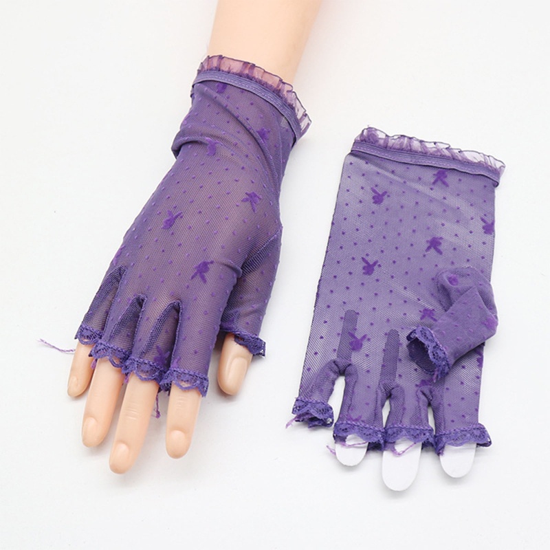 Găng Tay Ren Hở Ngón Xinh Xắn Cho Nữ