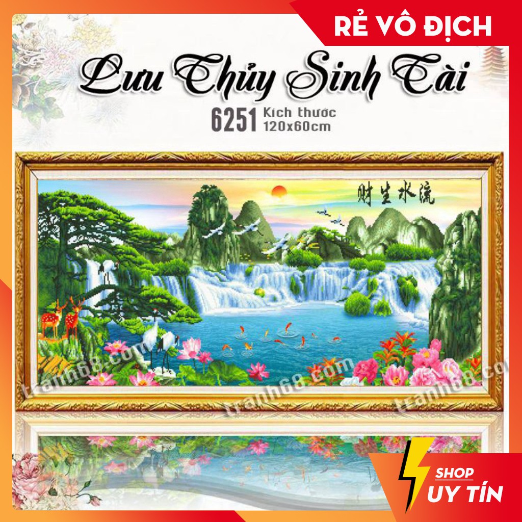 [♥️HOT SALE♥️] Tranh đính đá Lưu Thủy Sinh Tài 6251 khổ nhỏ kích thước 120x60cm