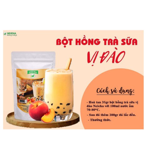 Bột trà sữa pha sẵn vị hồng trà sữa đào Neicha gói 1kg, hồng trà sữa vị đào pha sẵn thơm ngon đúng vị (Gói 1kg/30 ly)