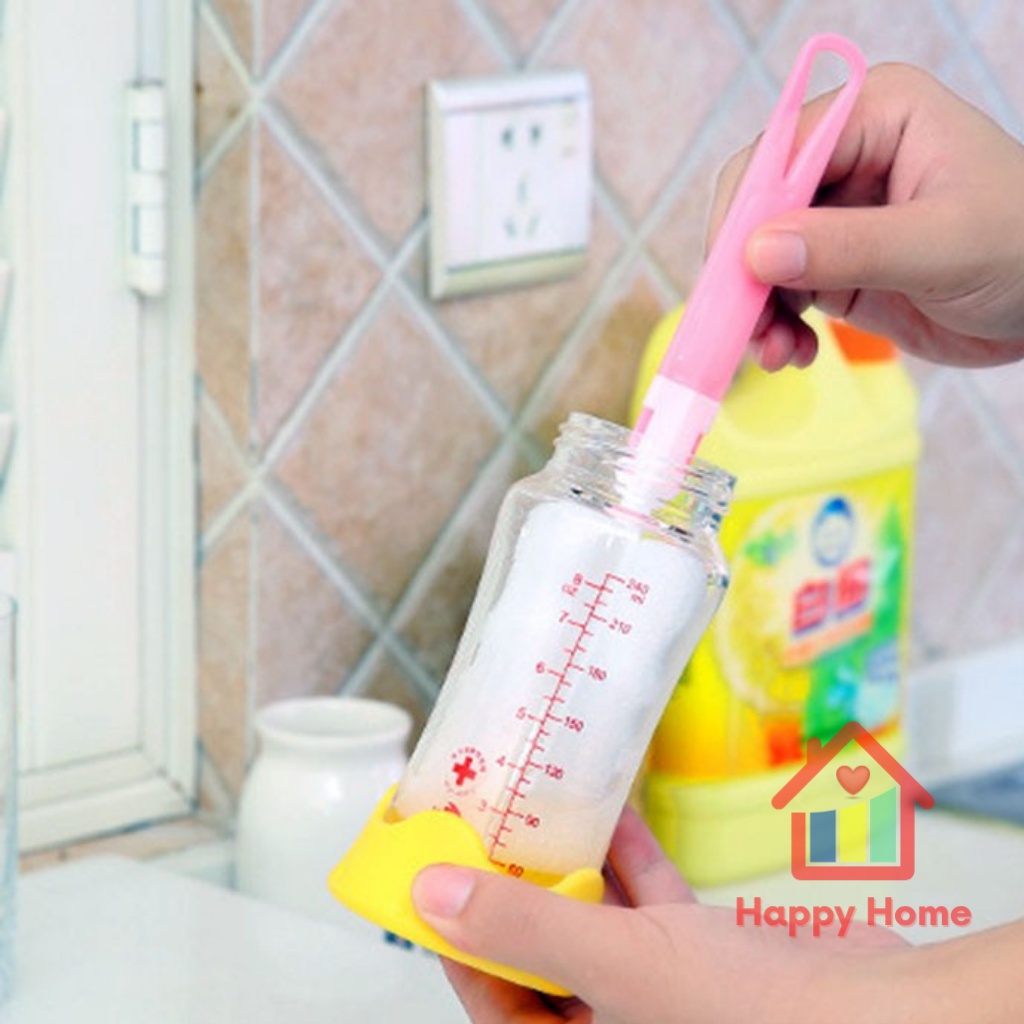 Cọ lau cốc bình sữa, mút có cán bọt biển rửa bình lau xe đa năng Happy Home