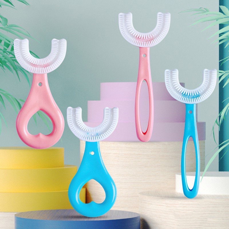 [Hàng mới về] Bàn chải đánh răng silicon chữ U chịu lực cắn cho bé từ 2 tuổi - 6 tuổi