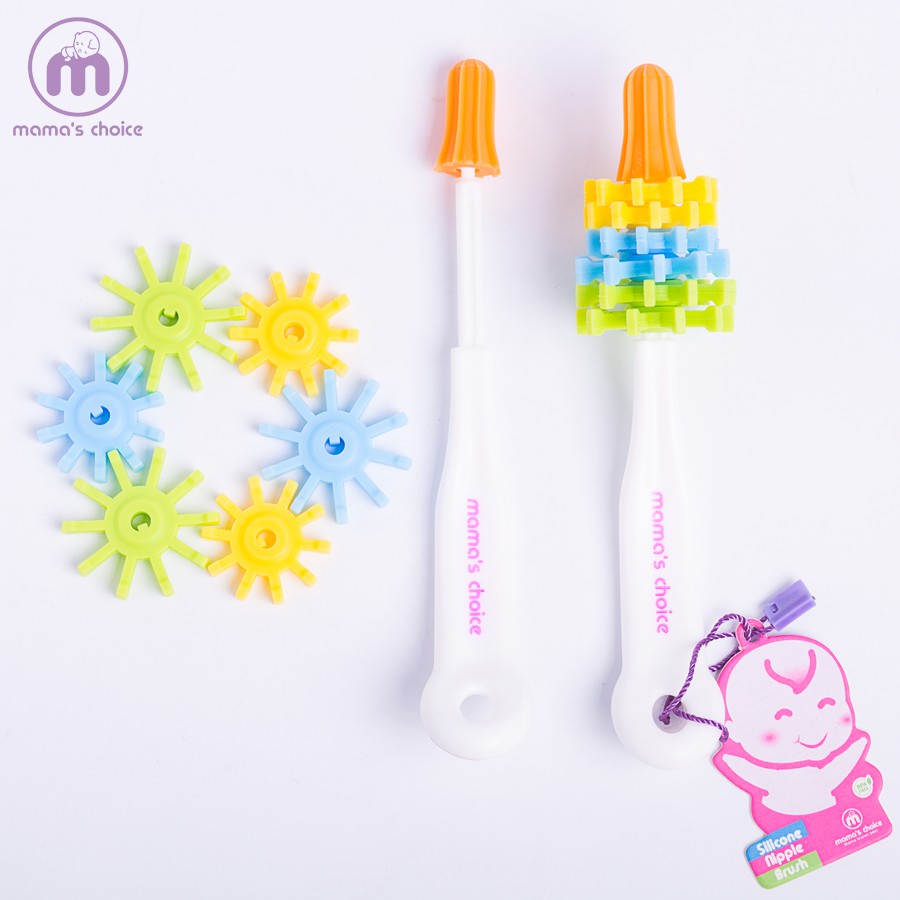 Chổi Cọ Bình Sữa &amp; Núm Ti Mama's Choice Tay Quay 360 Độ Cọ Sạch Mọi Ngóc Ngách Chất Liệu Silicon Siêu Mềm Siêu Bền