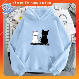 Áo hoodie unisex in hình love you love me siêu cute