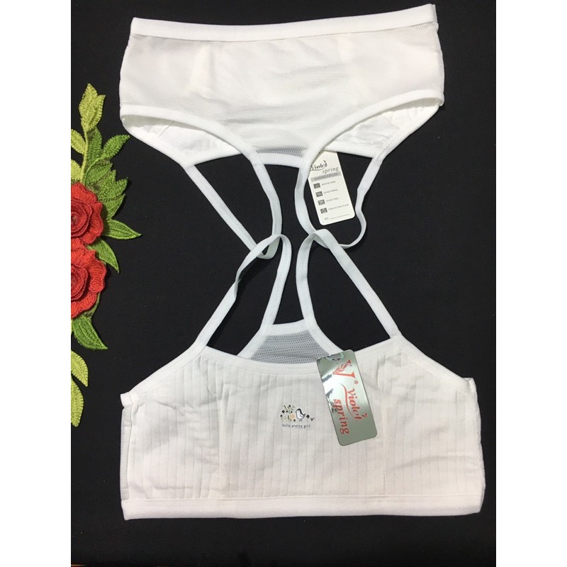 Áo lót học sinh cotton phối lưới cao cấp, áo lá bé mới lớn chất xịn