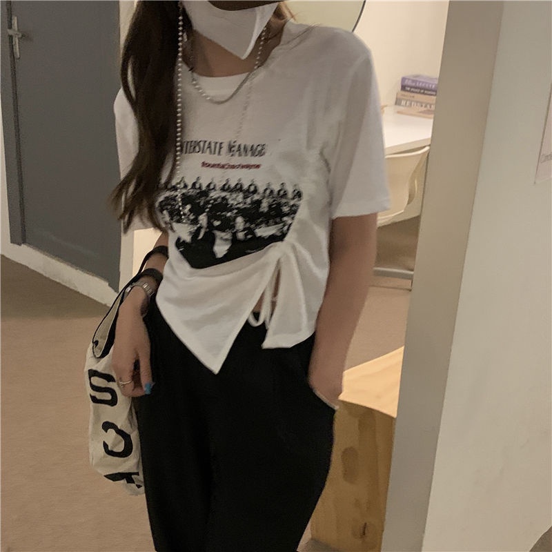 Áo thun BH ngắn tay in họa tiết thời trang mùa hè cho nữ 2021