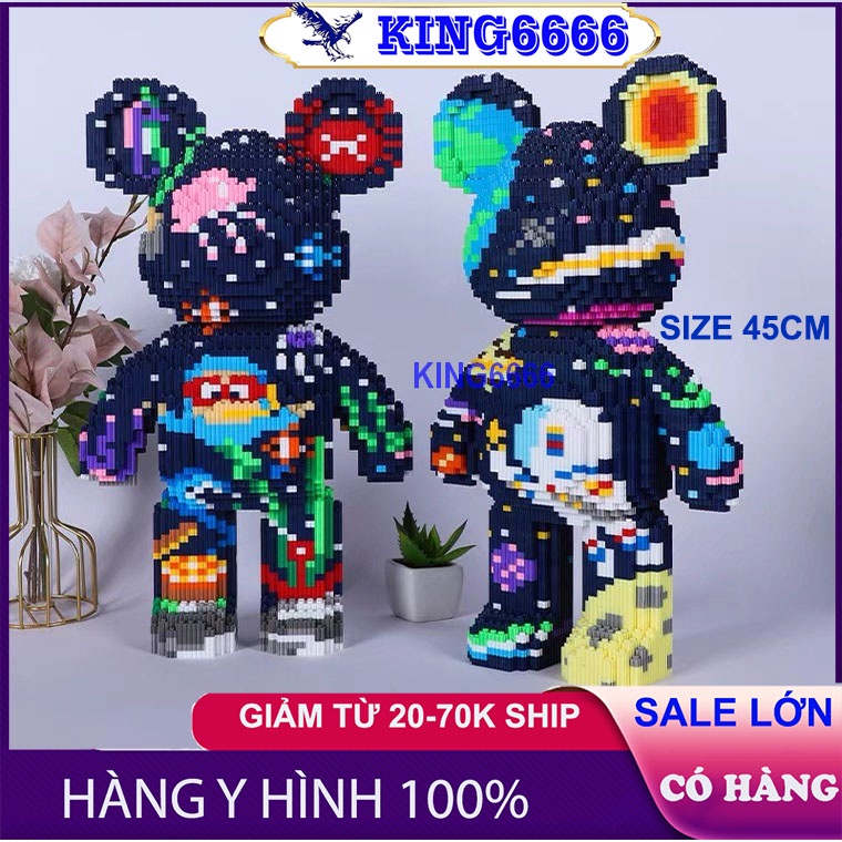 Xếp hình le.go Gấu Bearbrick 45cm Đồ chơi lắp ráp mô hình cỡ lớn Hàng Đẹp bear bricK (tặng búa)