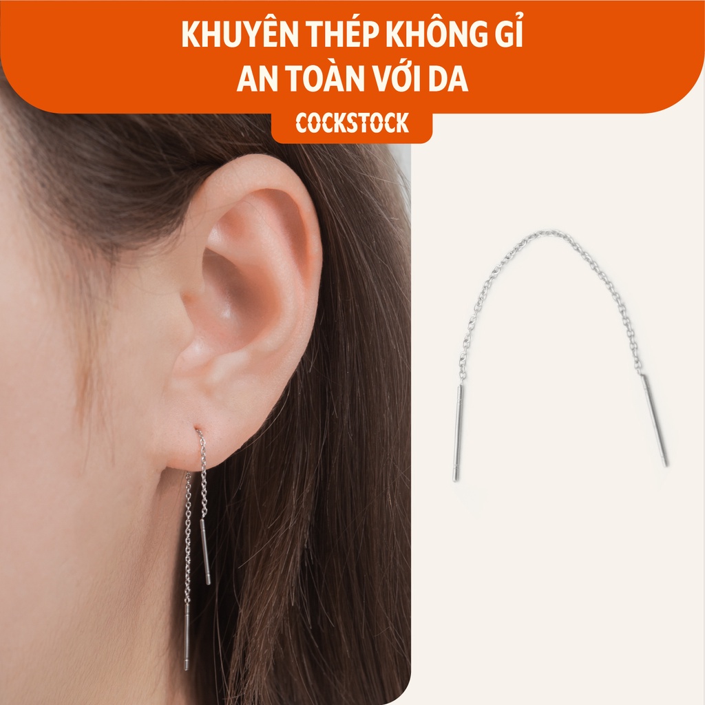 Khuyên tai dây xích mảnh Slim Long Stick CockStock