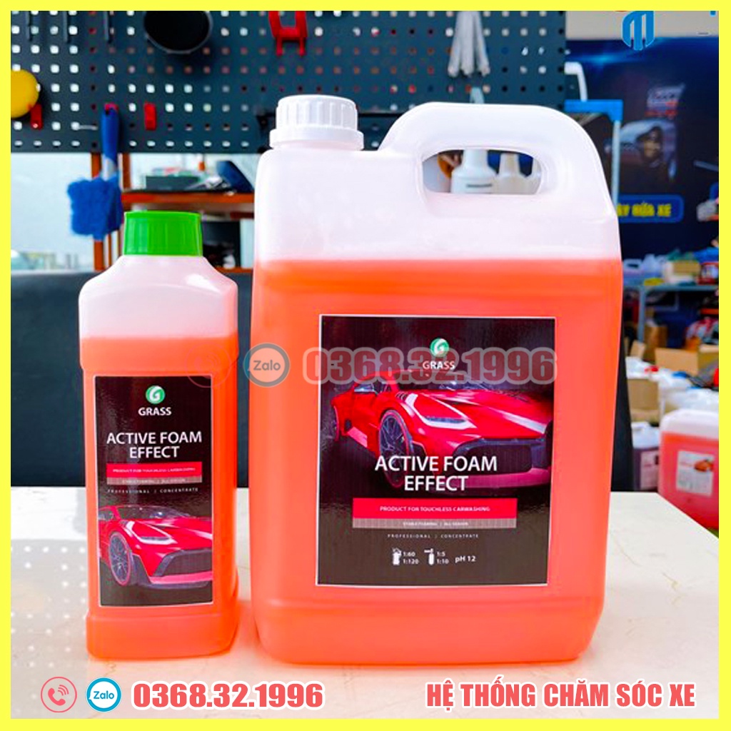 Dung Dịch Rửa Xe Không Chạm - Nước Rửa Xe Ô Tô, Xe Máy Siêu Tập Trung Active Foam Effect 5L(Tặng 02 khăn lau xe)