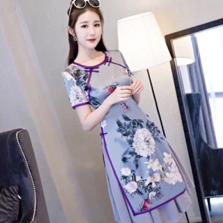 SET ÁO DÀI CÁCH TÂN HOA MẪU ĐƠN KÈM CHÂN VÁY (kèm ảnh thật 100%)