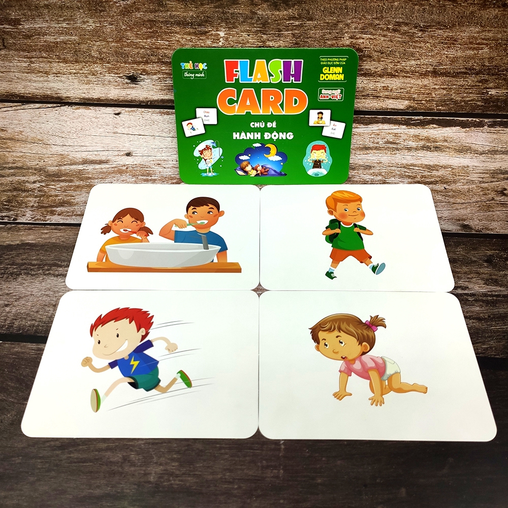 Combo Flash card Theo phương pháp giáo dục sớm của Glenn Doman (song ngữ Anh Việt) - Sự Đối Lập + Hành Động