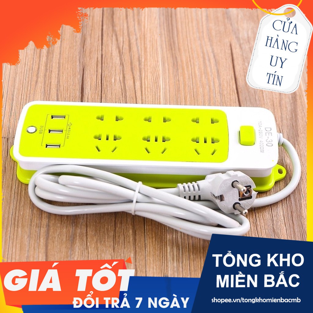 Ổ cắm điện 3 cổng USB JPDQ (xanh lá)(Hàng NEW)