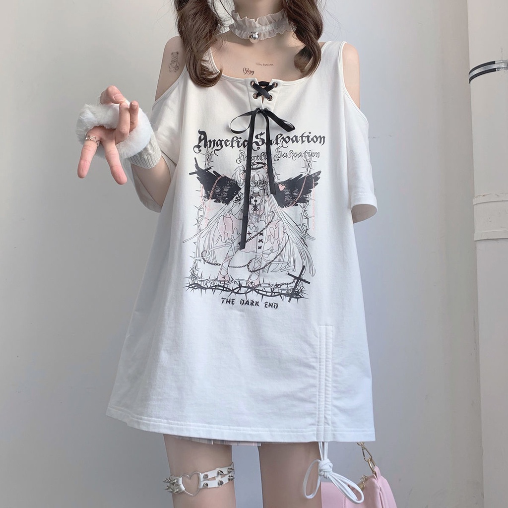 Áo Thun Nữ Hở Vai In Họa Tiết