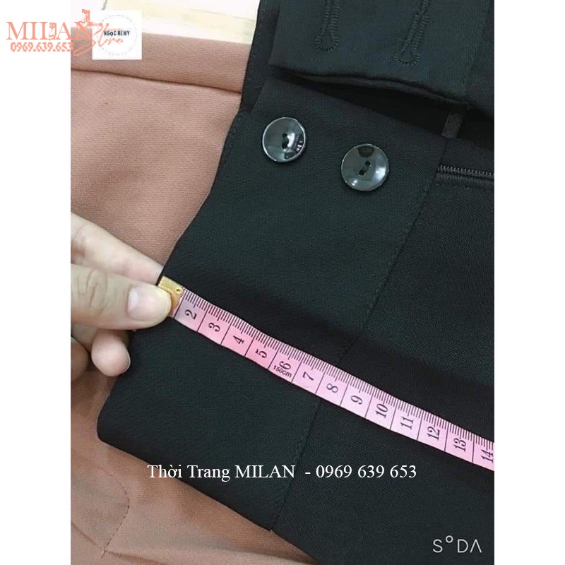 Quần ống rộng cạp cao 2 khuy nữ đi học làm công sở vải tuyết mưa mềm màu đen dáng quần ống suông nữ eo lưng cao học sinh