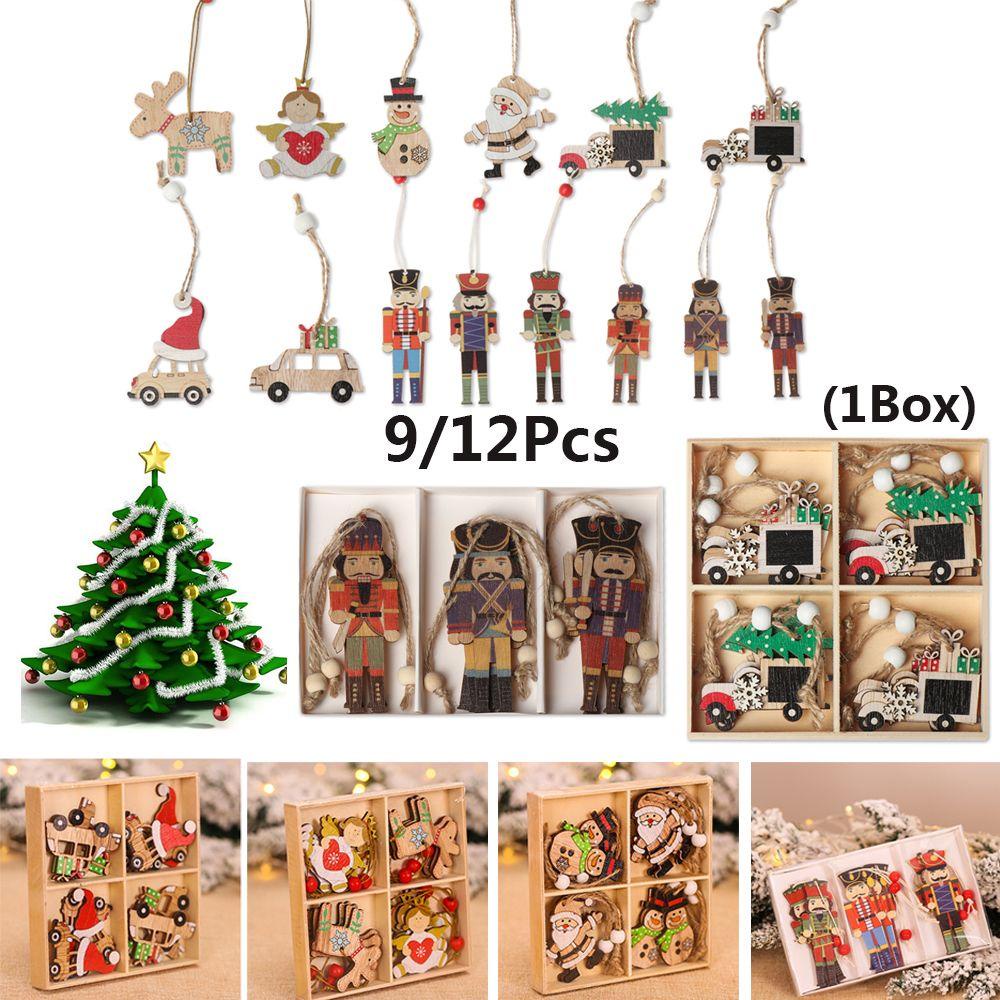 WTTLE Bộ 9 / 12 Miếng Gỗ Trang Trí Cây Thông Giáng Sinh