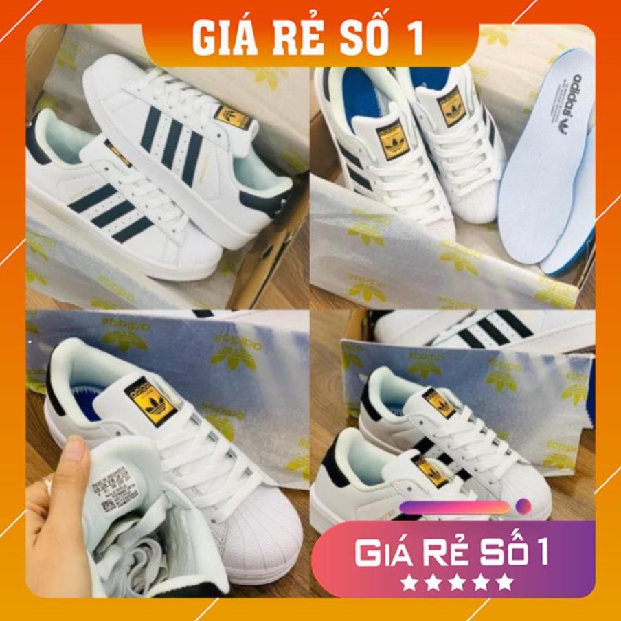 Giày Thể Thao SuperStar Sò Tem Vàng Trắng Sọc Đen Khuyến Mãi hỗ trợ đổi trả trong 15 ngày !!!