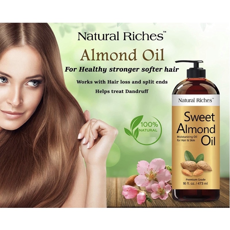 Dầu hạnh nhân 100% nguyên chất Natural Riches sweet almond oil 473ml  USA