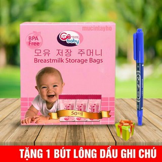 Hộp túi trữ sữa GB hàn quốc 250ml  tặng kèm bút ghi thông tin