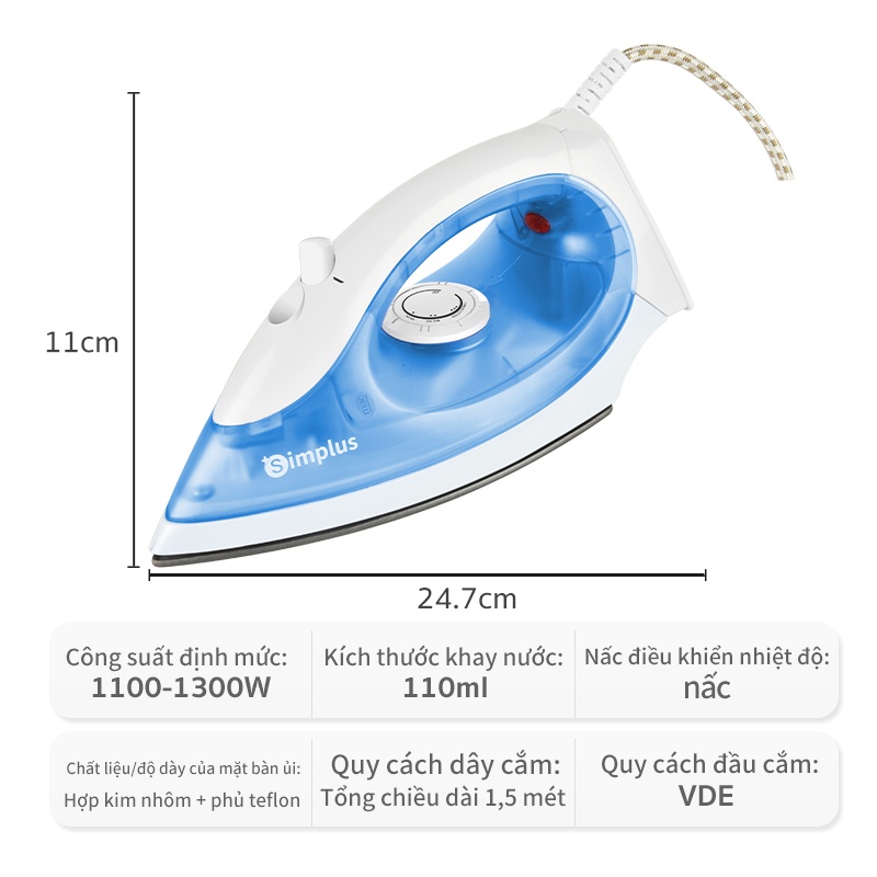 INSSA Bàn ủi hơi nước cầm tay bàn là khô hơi nước kết hợp 2 trong 1